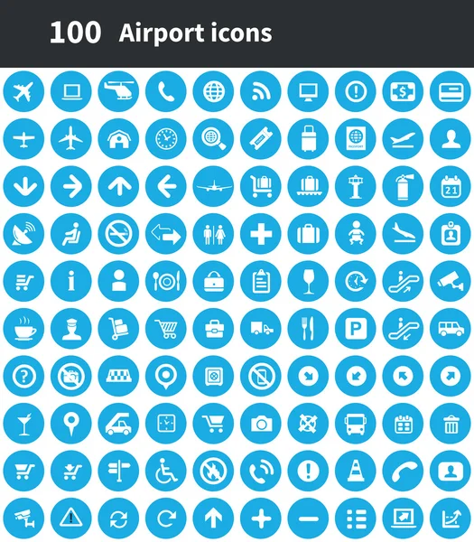 100 airport icons — Stock Vector