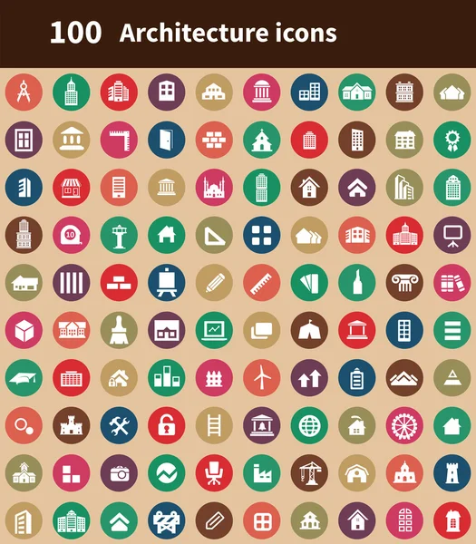 100 architecture icons — Stock Vector