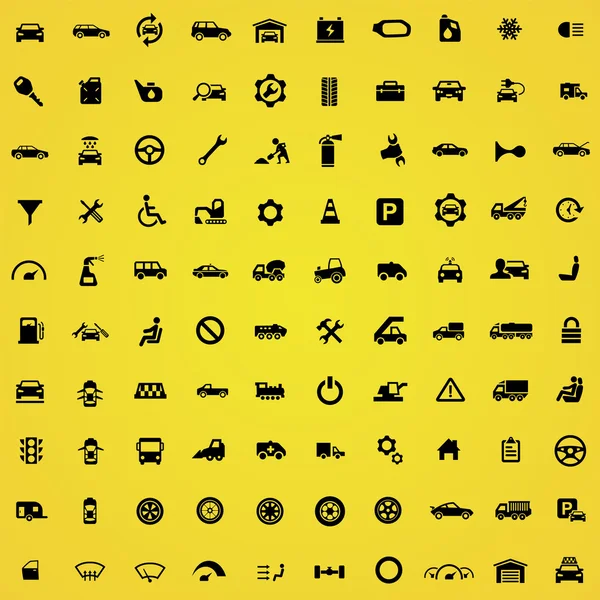 100 Auto-Symbole — Stockvektor