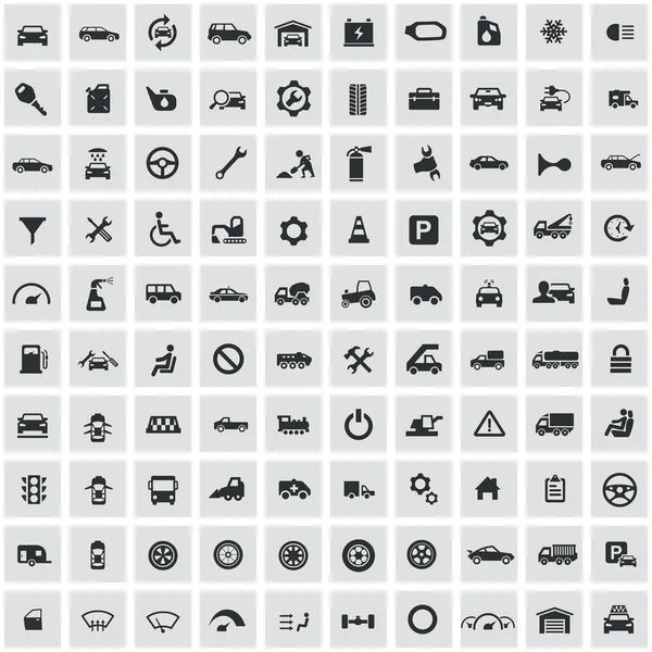 100 iconos de automóviles — Archivo Imágenes Vectoriales