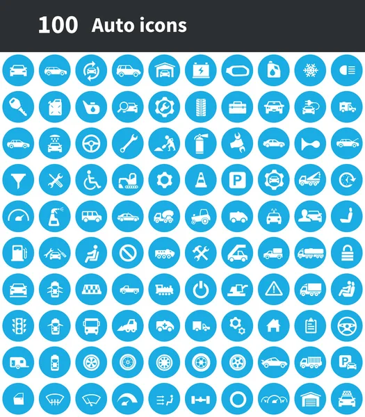 100 icone auto — Vettoriale Stock