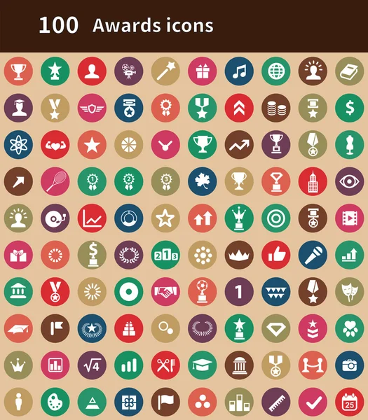 100 award icons — Stock Vector