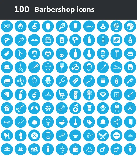 100 barbershop ikon - Stok Vektor