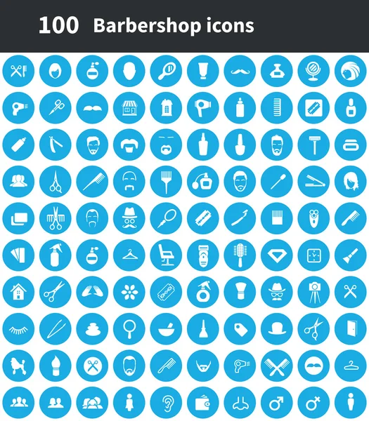 100 iconos de barbería — Vector de stock