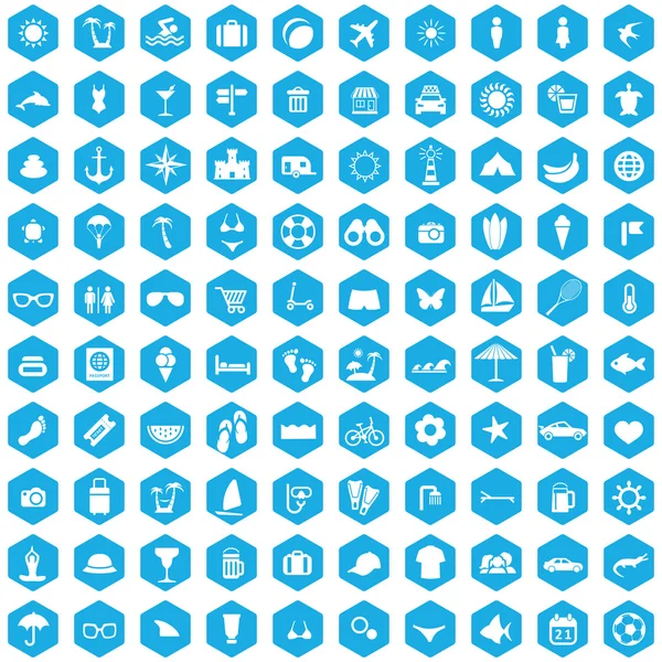 100 iconos de playa — Vector de stock