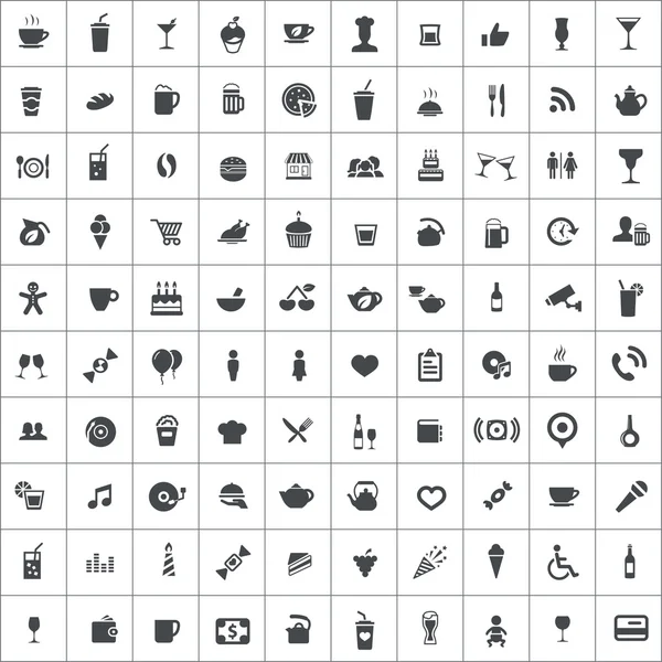 100 iconos de café — Archivo Imágenes Vectoriales