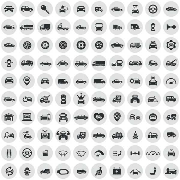 100 iconos de coche — Archivo Imágenes Vectoriales