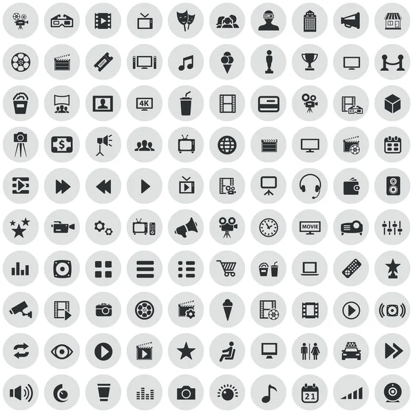 100 cinema icons — Stock Vector