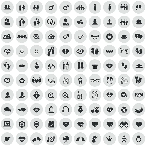 100 couple icons — Stock Vector