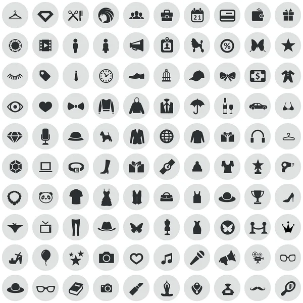 100 icônes mode — Image vectorielle