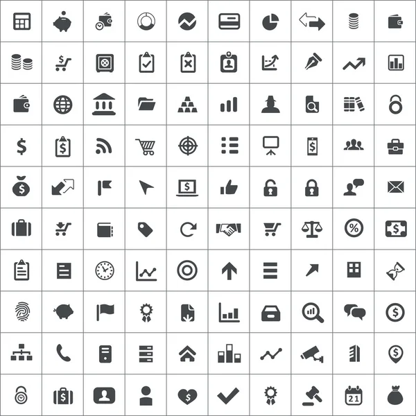 100 金融アイコン — ストックベクタ