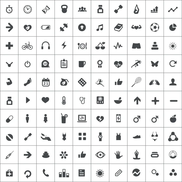 100 iconos de fitness — Archivo Imágenes Vectoriales