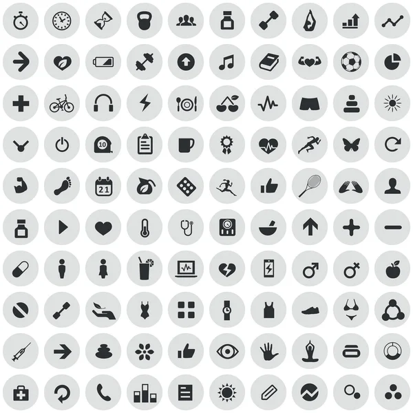 100 icônes de fitness — Image vectorielle