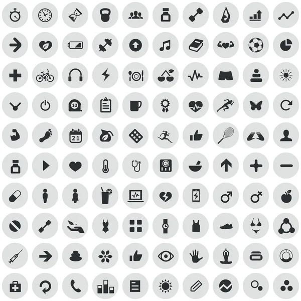 100 iconos de fitness — Archivo Imágenes Vectoriales