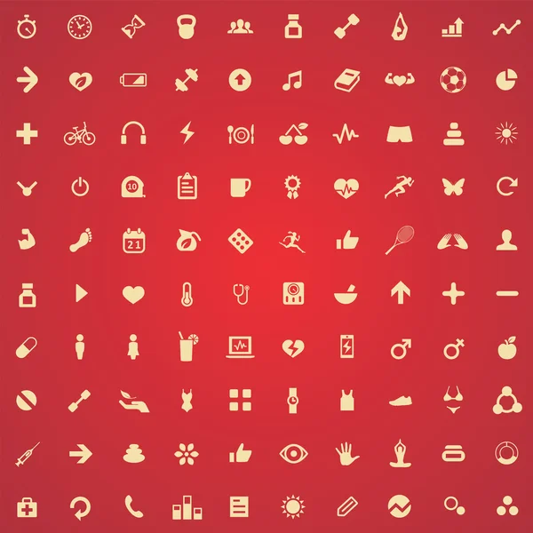 100 iconos de fitness — Archivo Imágenes Vectoriales