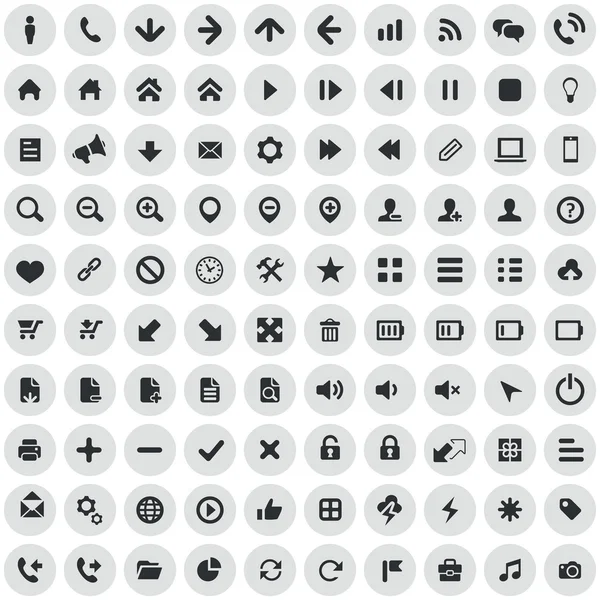 Esquema de 100 UI para iconos web y móviles — Archivo Imágenes Vectoriales