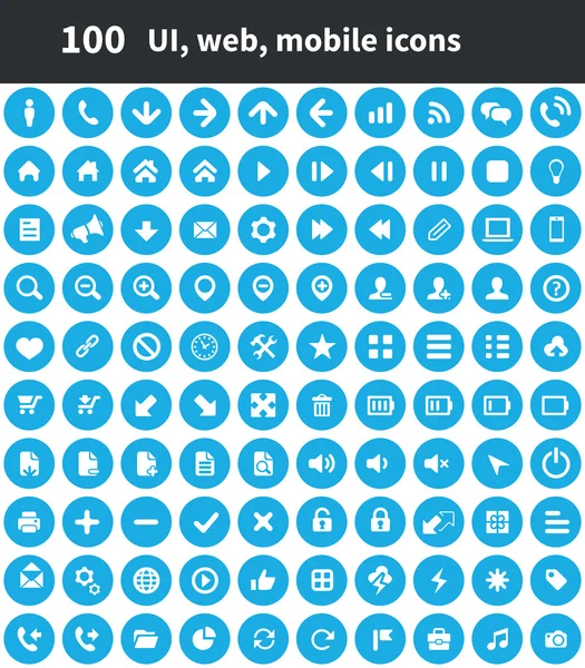 100 Ui overzicht voor Web en Mobile iconen — Stockvector