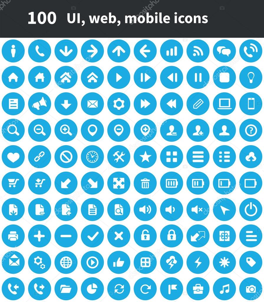 100 UI Outline For Web and Mobile icons