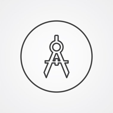 compasses outline symbol, dark on white background, logo templat clipart