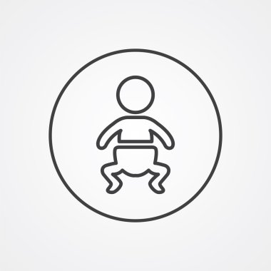 Bebek anahat simgesini, beyaz arka plan, logo templat koyu