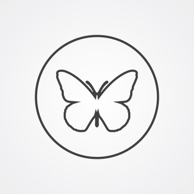 Kelebek anahat simgesini, beyaz arka plan, logo templat koyu