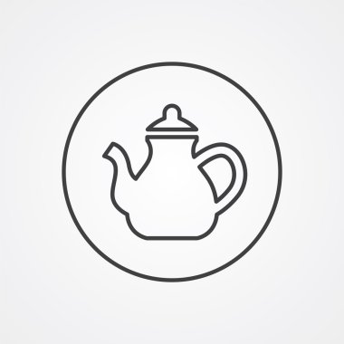 çaydanlık anahat simgesini, beyaz arka plan, logo templat koyu