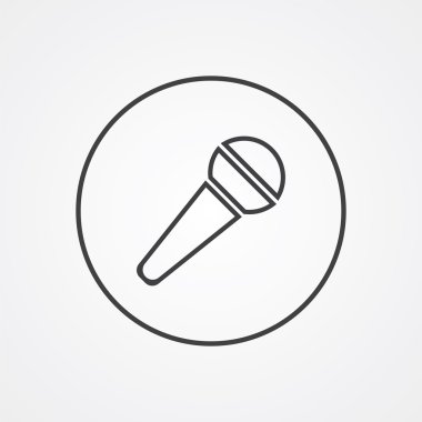 mikrofon anahat simgesini, beyaz arka plan, logo templa koyu