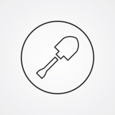 kürek anahat simgesini, beyaz arka plan, logo templat koyu