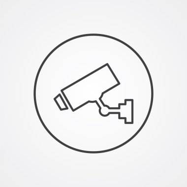 Güvenlik kamera anahat simgesini, beyaz arka plan, logo t karanlık