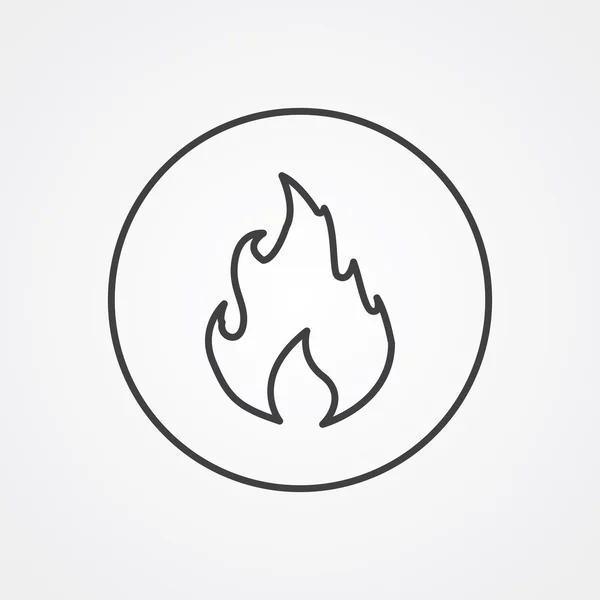 Símbolo de contorno de fuego, oscuro sobre fondo blanco, plantilla de logotipo — Vector de stock