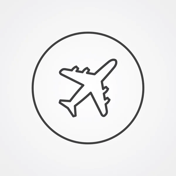 Airplane outline symbol, dark on white background, logo template — Stock Vector