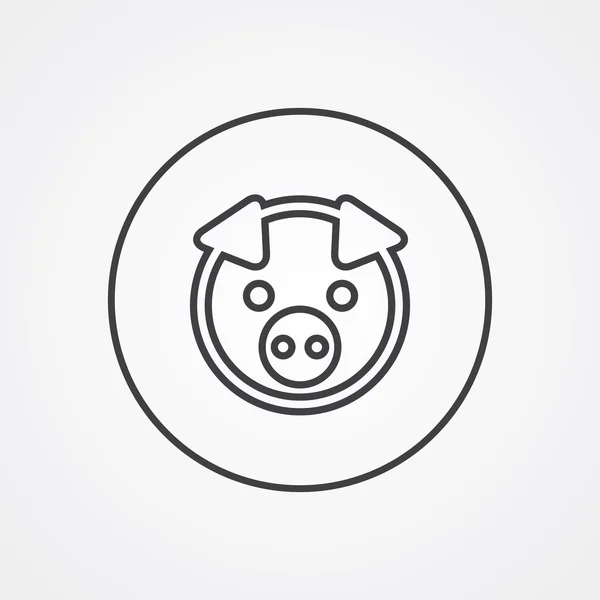 Pig outline symbol, dark on white background, logo templat — Stock Vector