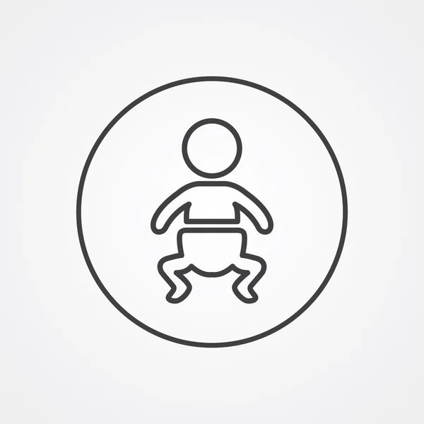 아기 개요 상징, 로고 templat 흰색 배경에 어두운 — 스톡 벡터