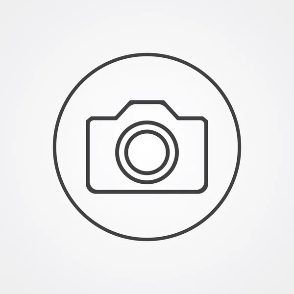 카메라 개요 상징, 로고 templat 흰색 배경에 어두운 — 스톡 벡터