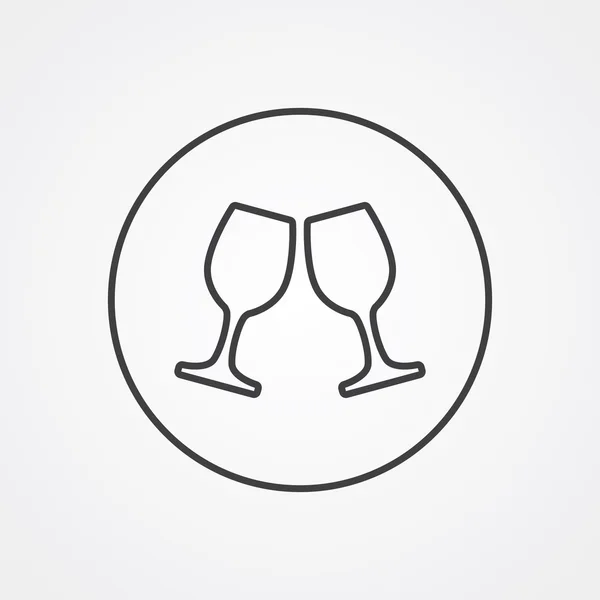 Symbole de contour des verres à vin, sombre sur fond blanc, templ logo — Image vectorielle