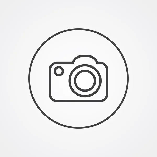 Photo camera outline symbol, dark on white background, logo temp — Stock Vector