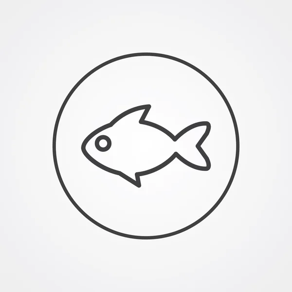 Símbolo del contorno de peces, oscuro sobre fondo blanco, plantilla de logotipo — Vector de stock