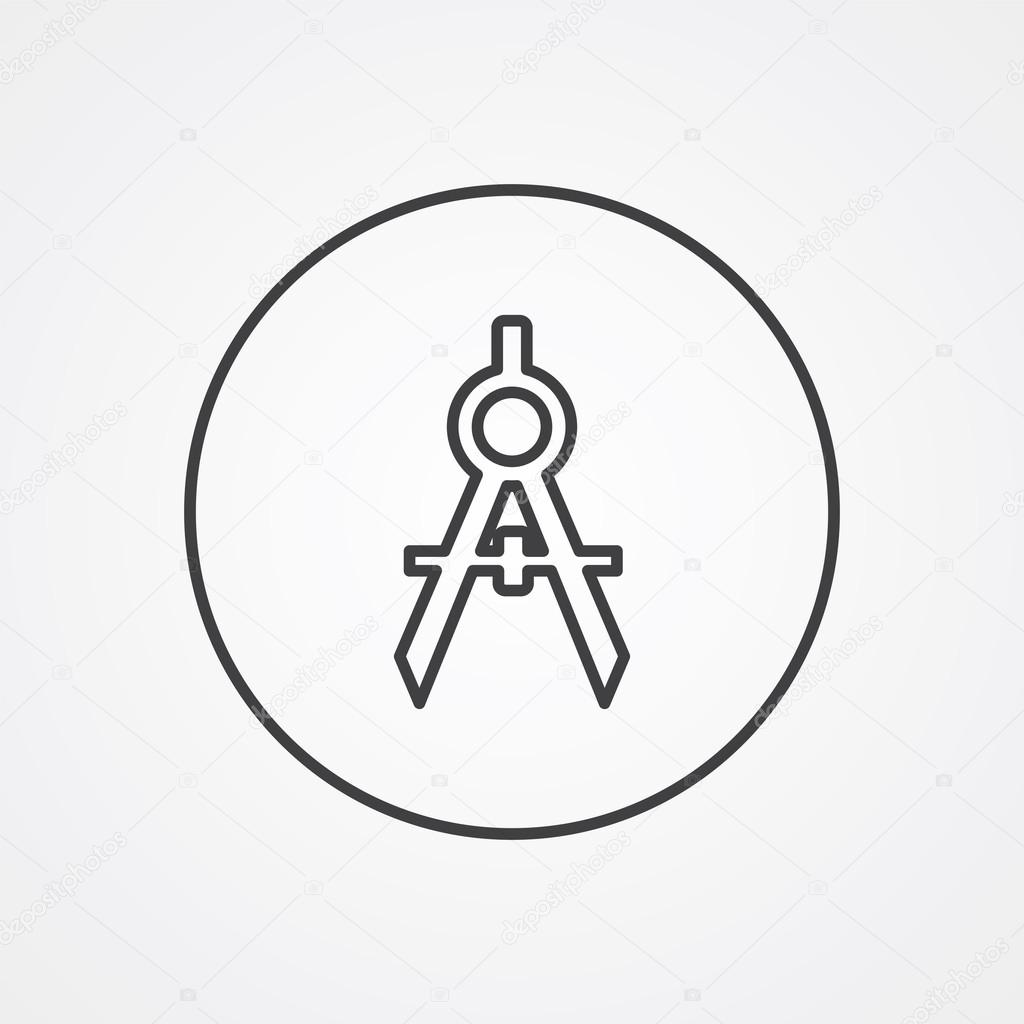 Compasses outline thin symbol, dark on white background, logo editable, creative templat