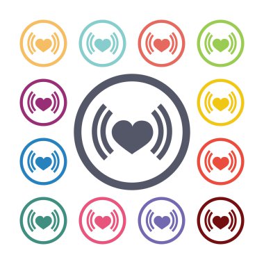 Kalp atışını düz Icons set