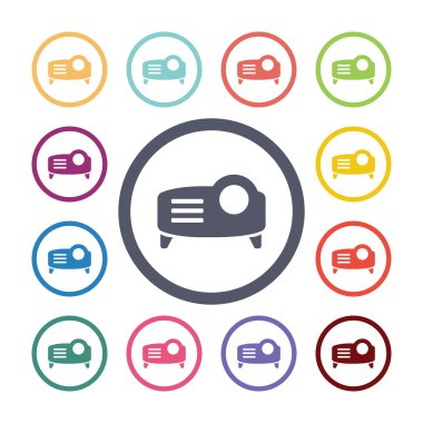 projektör düz Icons set