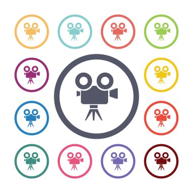 video kamera düz Icons set