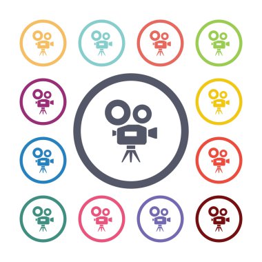 video kamera düz Icons set