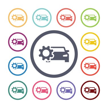 Araba ayarları düz Icons set