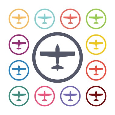 uçak düz Icons set