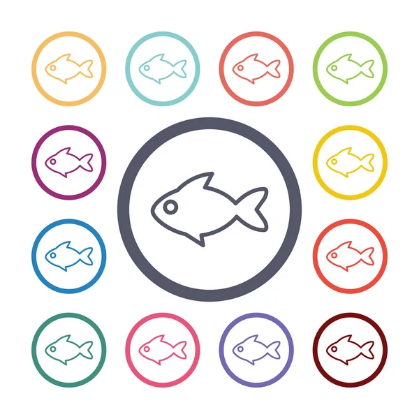 Fish flat icons set — Stock Vector