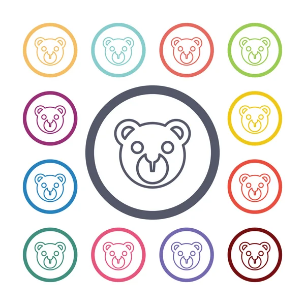Bear toy  flat icons set — Stock Vector
