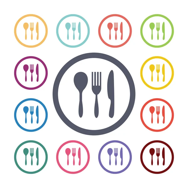 Cutlery flat icons set — Stock Vector