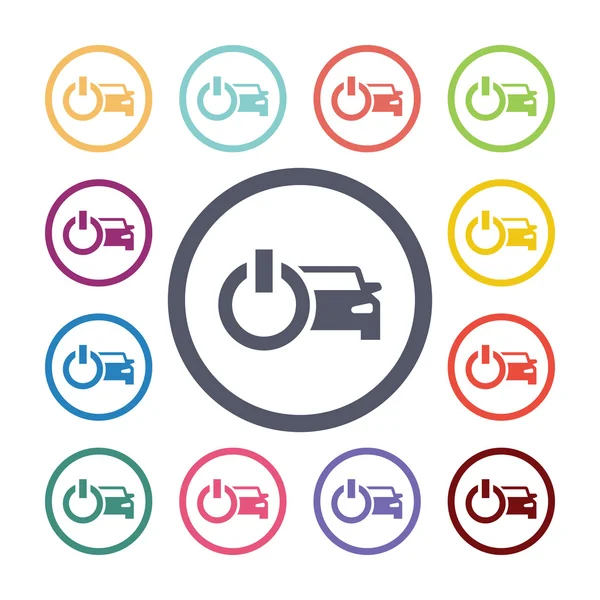 Car power flat icons set — Stock Vector