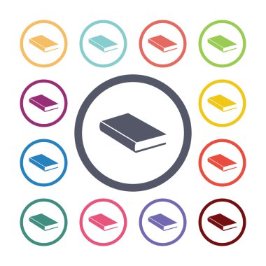 kitap düz simge seti