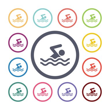 yüzmek düz Icons set